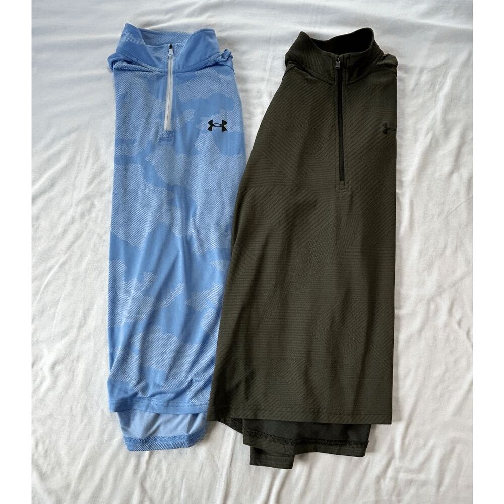 Men's Under Armour Lot 3/4 Zip Pullovers, Size Medium, Blue/Green, Workout
